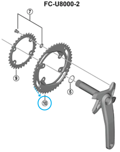 Shimano Kettenblatt CUES FC-U8000-2 46 Z&auml;hne BM  Produktbild 1