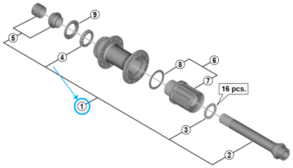 Shimano Achse komplett WH-MT500-R12 