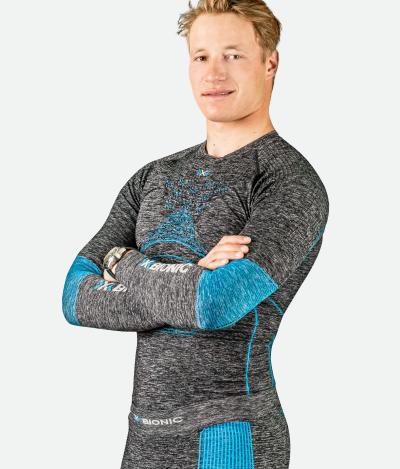 X-BIONIC Men Energy Accumulator 4.0 Melange Shirt LG SL grey dark grey melange/blue XL Produktbild 2