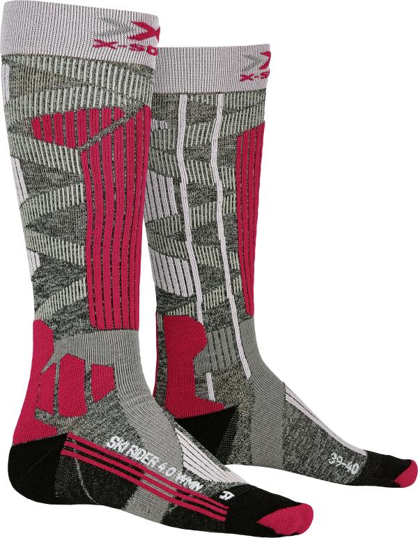 X-SOCKS Women Ski Rider 4.0 stone grey melange/pink 39-40