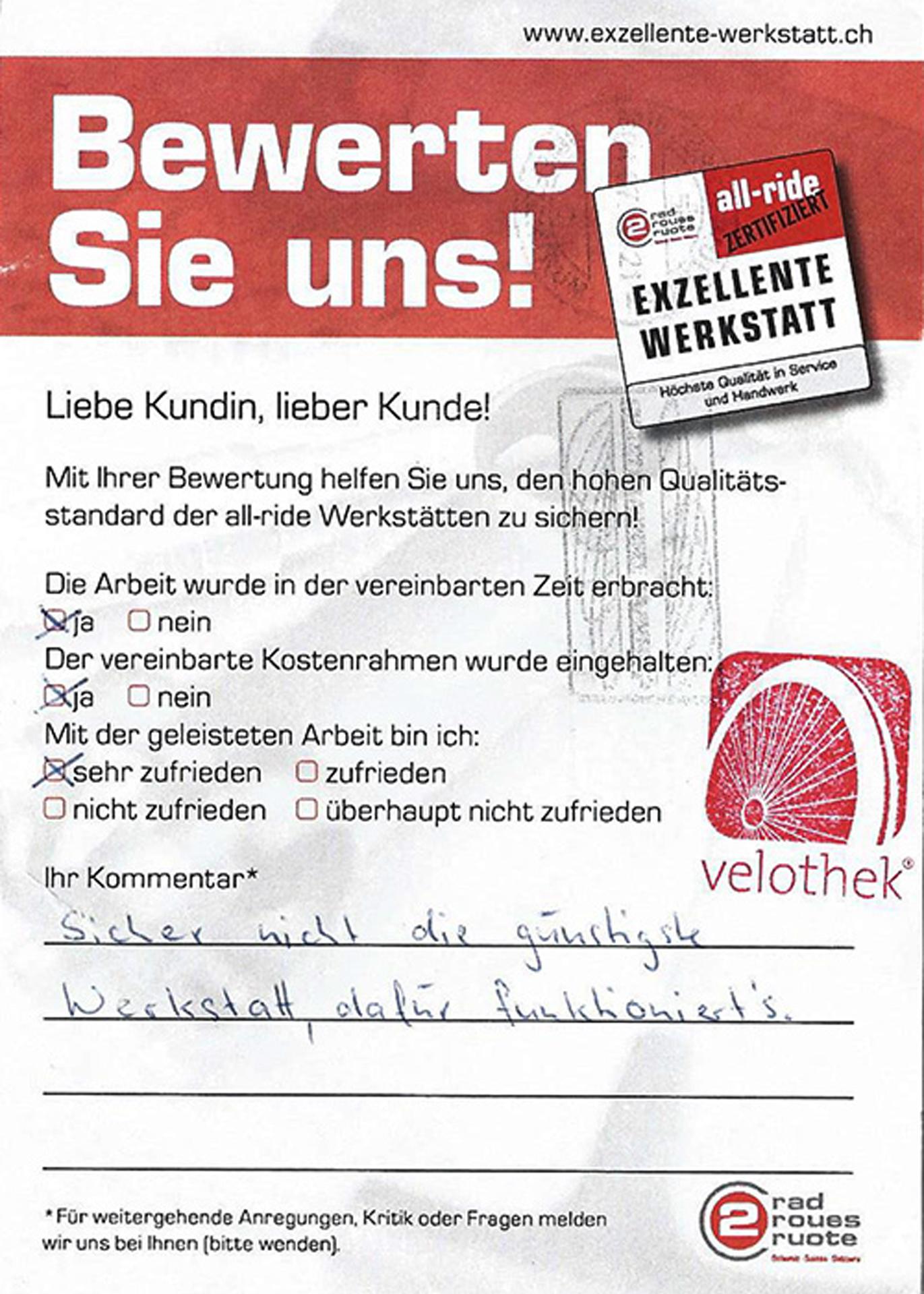  - Velothek AG B&uuml;tschwil